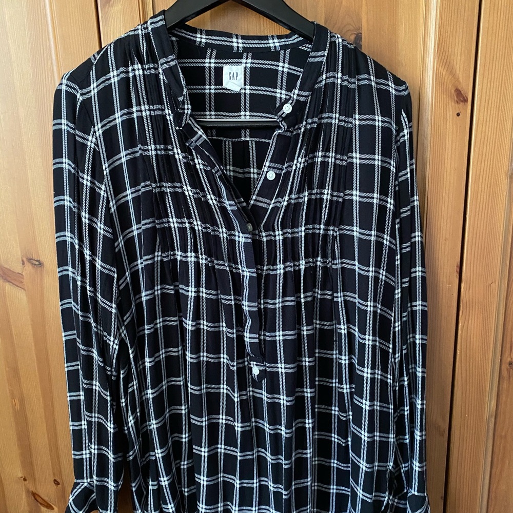 Gap Drapey Plaid Button Down Popover
